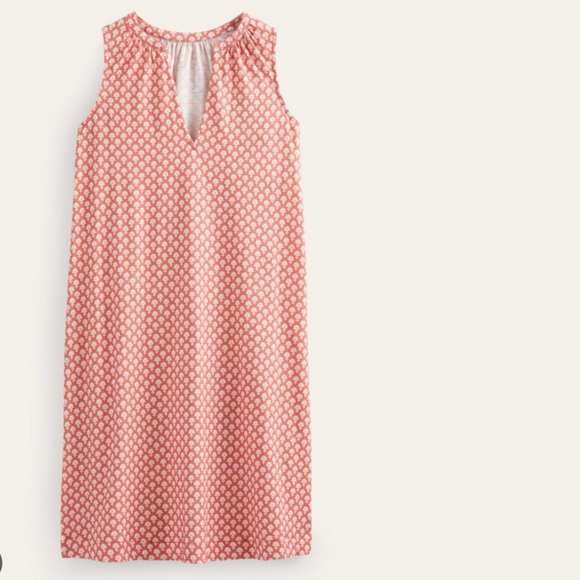 Boden Notch Neck Jersey Dress Persimmon Daisy Pome - Picture 1 of 8
